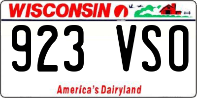 WI license plate 923VSO