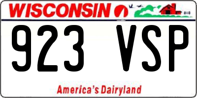 WI license plate 923VSP