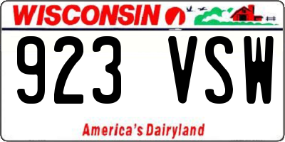 WI license plate 923VSW