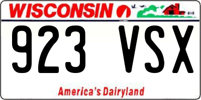 WI license plate 923VSX