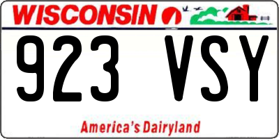 WI license plate 923VSY