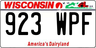 WI license plate 923WPF