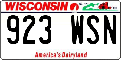 WI license plate 923WSN