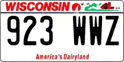 WI license plate 923WWZ