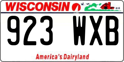 WI license plate 923WXB