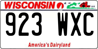 WI license plate 923WXC