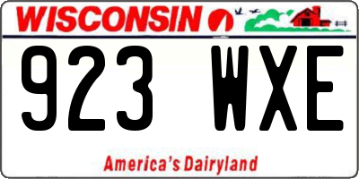WI license plate 923WXE