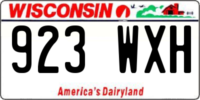 WI license plate 923WXH