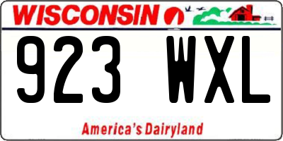 WI license plate 923WXL