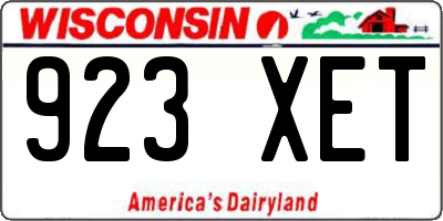 WI license plate 923XET