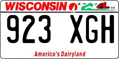WI license plate 923XGH