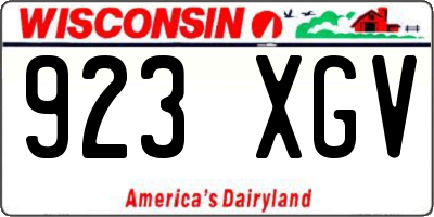 WI license plate 923XGV