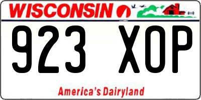 WI license plate 923XOP