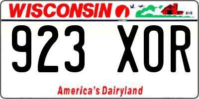 WI license plate 923XOR