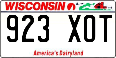 WI license plate 923XOT