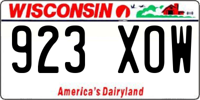 WI license plate 923XOW