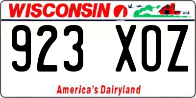 WI license plate 923XOZ