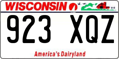 WI license plate 923XQZ