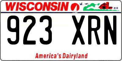 WI license plate 923XRN