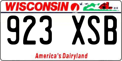 WI license plate 923XSB