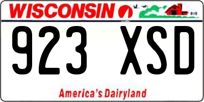 WI license plate 923XSD
