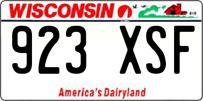 WI license plate 923XSF