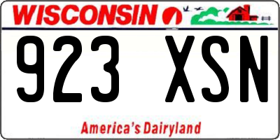 WI license plate 923XSN