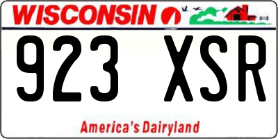 WI license plate 923XSR
