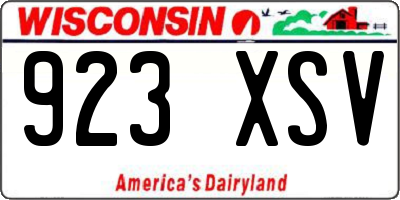WI license plate 923XSV