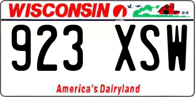 WI license plate 923XSW