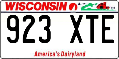 WI license plate 923XTE