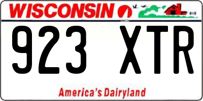 WI license plate 923XTR