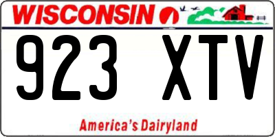 WI license plate 923XTV