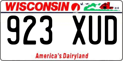 WI license plate 923XUD