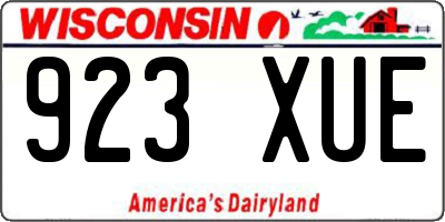 WI license plate 923XUE