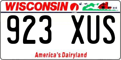 WI license plate 923XUS