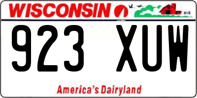 WI license plate 923XUW