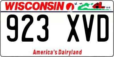 WI license plate 923XVD