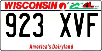 WI license plate 923XVF