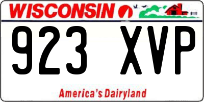 WI license plate 923XVP