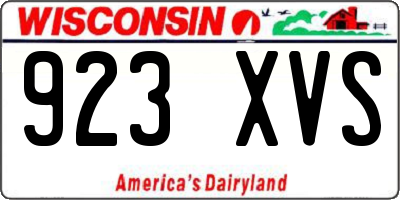 WI license plate 923XVS