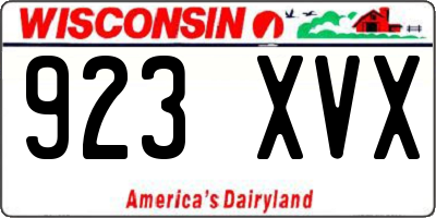 WI license plate 923XVX
