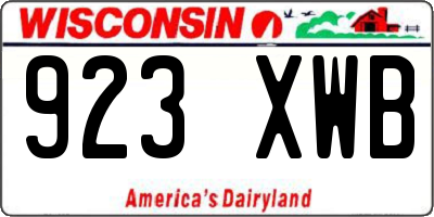 WI license plate 923XWB