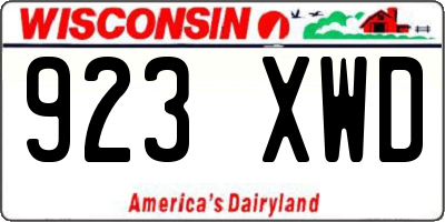 WI license plate 923XWD