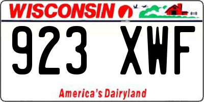 WI license plate 923XWF