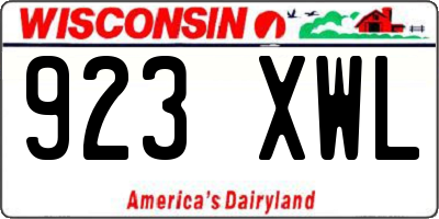 WI license plate 923XWL