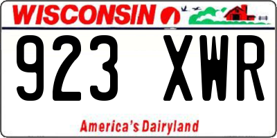 WI license plate 923XWR