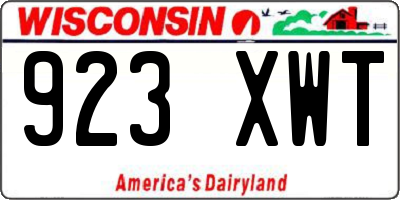 WI license plate 923XWT