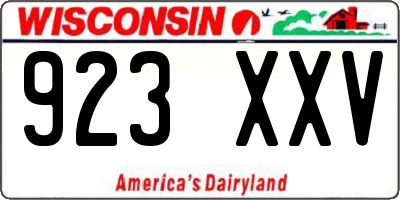 WI license plate 923XXV