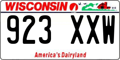 WI license plate 923XXW